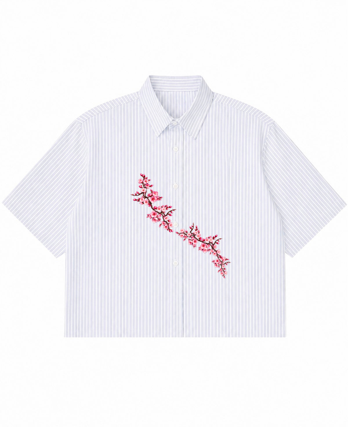 Blue Striped Oxford Boxy Shirt Front Design