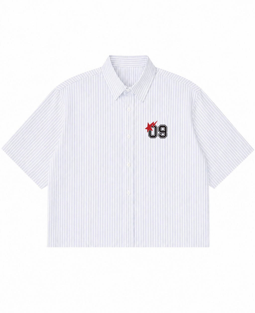 Blue Striped Oxford Boxy Shirt Front Design