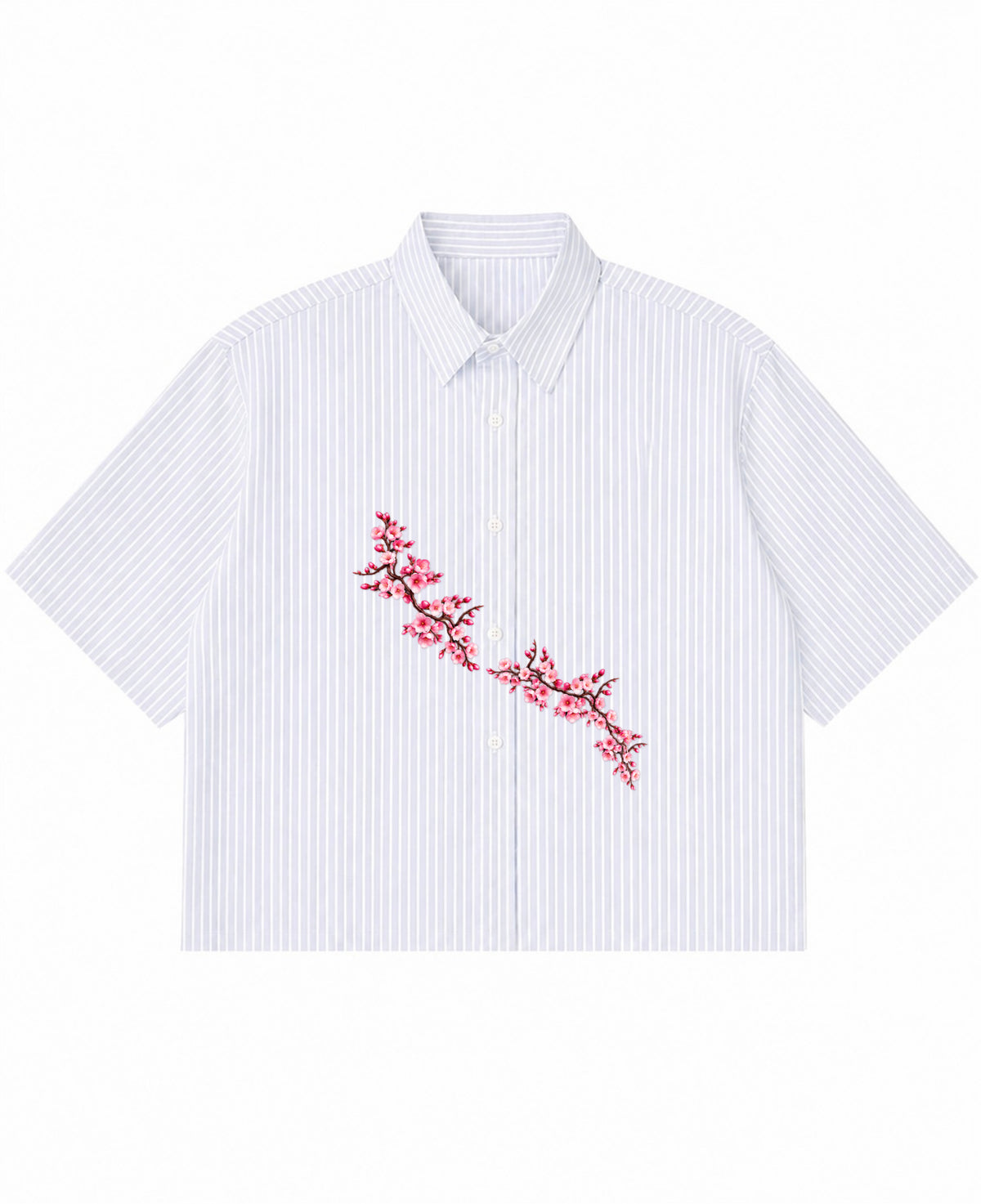 Blue Striped Oxford Boxy Shirt Front Design