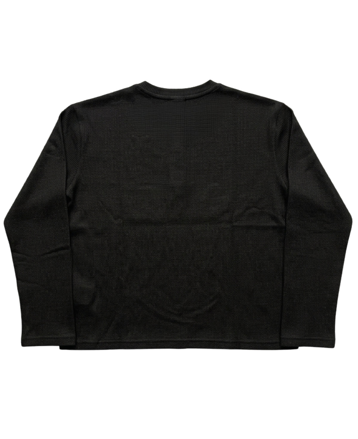 Black Henley waffle knit Back Design