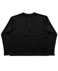 Black Henley waffle knit Front Design